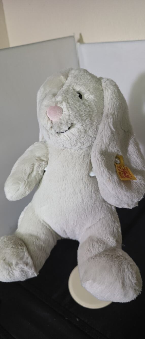 Steiff 080470 Soft Cuddly Friends Hoppie Rabbit Light Gray Plush Stuffed R1
